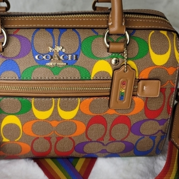 🔥 Coach NWT Rare Rainbow Bag 3in1 Satchel Crossbody Shoulder Bag - Picture 9 of 11